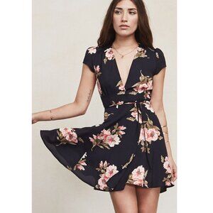 Reformation Raquel Wrap Dress Floral Print size 8P Petites
